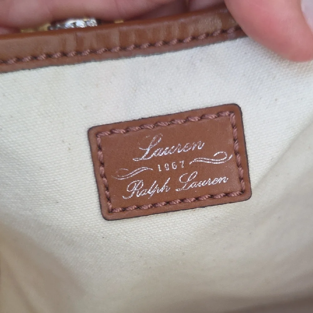 Lauren Ralph Lauren Nautical Sailors Canvas Leather Crossbody Satchel Purse Bag - Picture 13 of 14